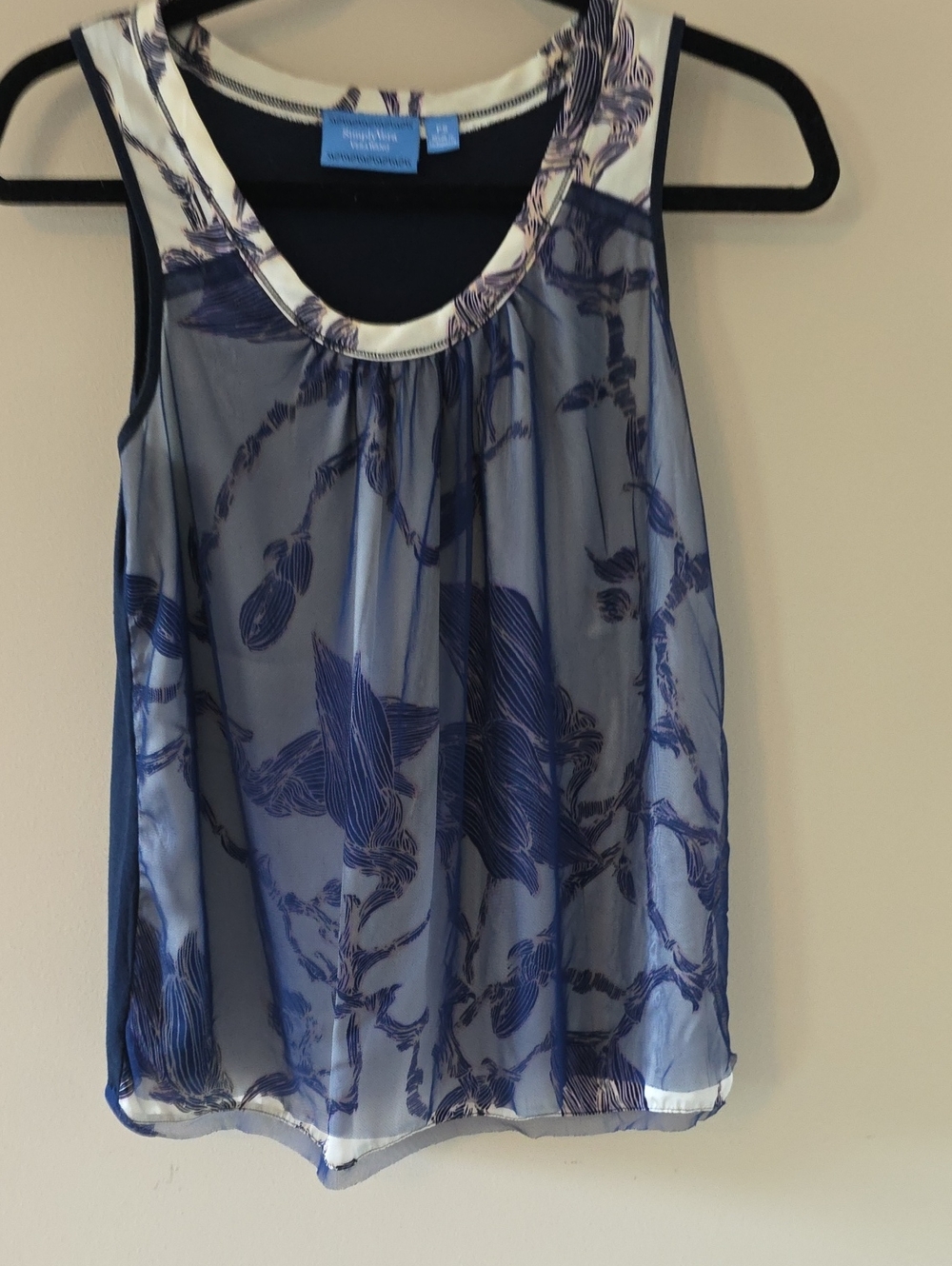 Simply Vera Vera Wang Blue Floral Sheer Overlay Camisole